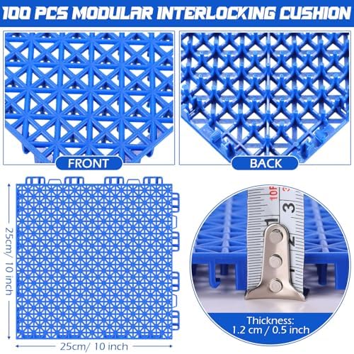 Huwena 100 Pcs Interlocking Drainage Mats 10” x 10” Non Slip - Image 2