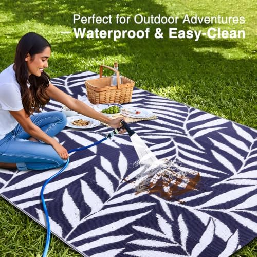 OLANLY Outdoor Rug 5x8 ft Waterproof Reversible Leaf Mat - Image 3