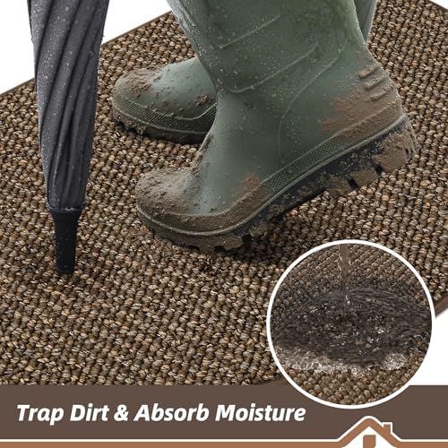 BEQHAUSE Dirt Trapper Door Mat 24" x 36" Half Circle Non Slip Rugs - Image 3