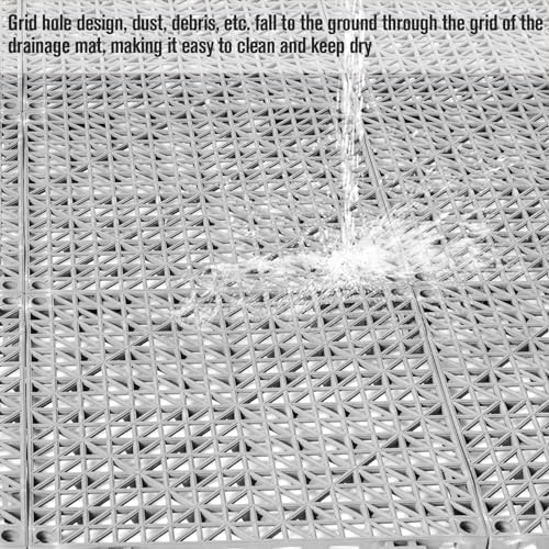 12 Pcs Drainage Mat Modular Interlocking Cushion 11.8" x 11.8" Garage Floor - Image 3