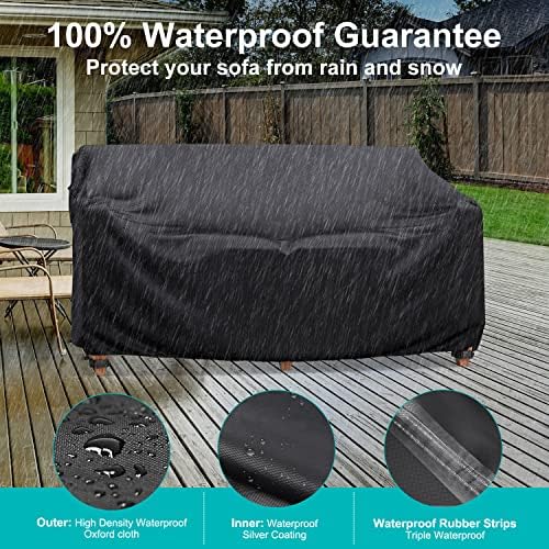 3-Seater Waterproof Outdoor Couch Cover 85"L×35"D×35"H Black - Image 5