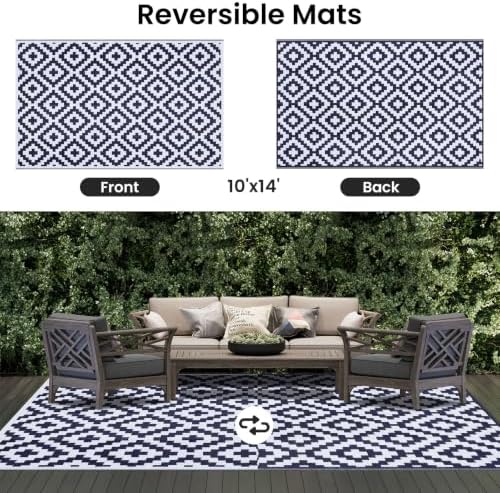 Smiry Outdoor Rug 10x14 ft Waterproof Reversible Boho Mat - Image 3