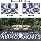 Smiry Outdoor Rug 10x14 ft Waterproof Reversible Boho Mat - Image 3