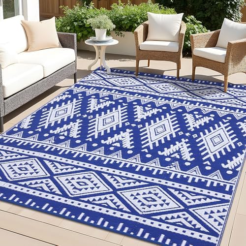 OLANLY Outdoor Rug 6x9 ft Waterproof Reversible Boho Mat by OLANLY
