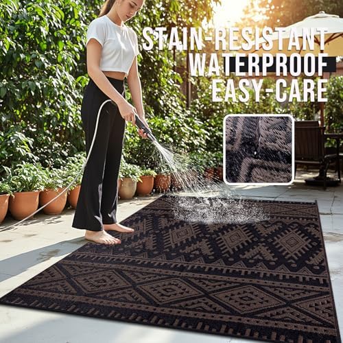 OLANLY Outdoor Rug 6x9 ft Waterproof Reversible Boho Mat - Image 3