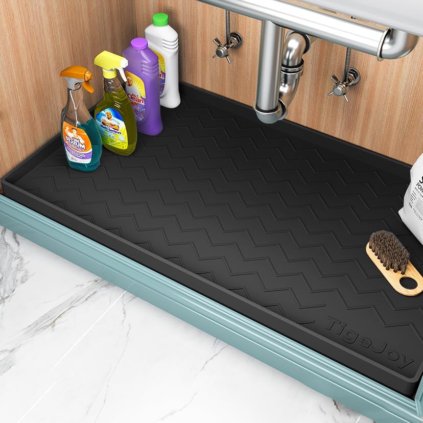 TigeJoy Under Sink Mats for Kitchen Waterproof 25" x 19", Cabinet Liner by TigeJoy