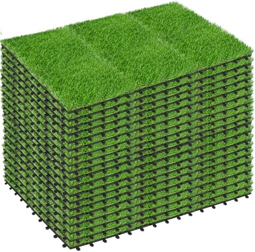 108 PCS Interlocking Artificial Grass Tiles by SkillMaid