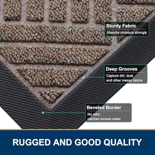 Smiry Front Door Mat Outside Entrance, Natural Rubber Doormat, 29.5x17 Inch - Image 4