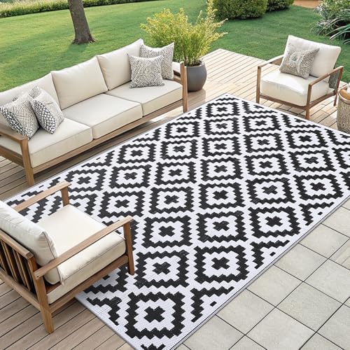 Smiry Outdoor Rug 10x14 ft Waterproof Reversible Boho Mat - Image 7