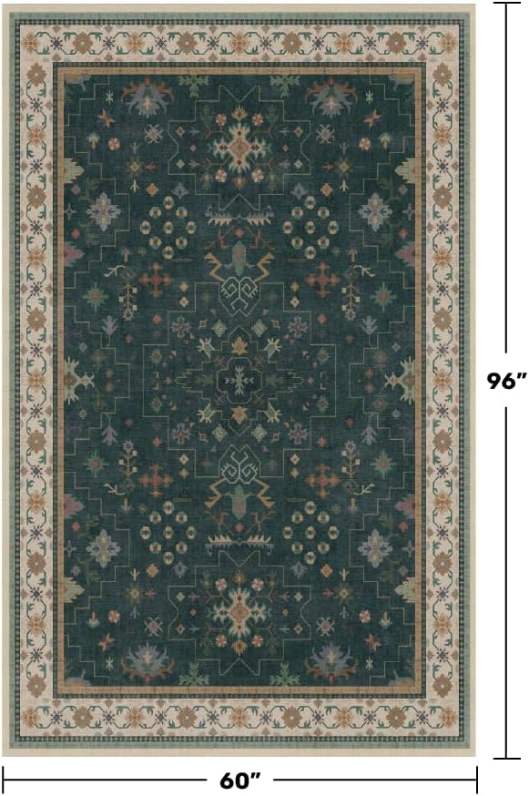 Hazo Haus Dark Green Oushak 5x8 Living Room Rug - Image 2