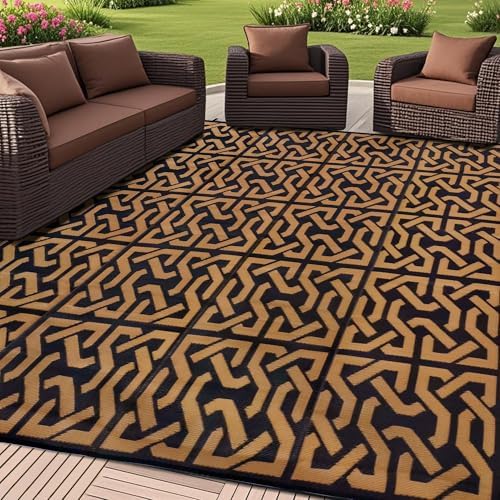 SAND MINE Reversible Mats, Plastic Straw Rug, Modern Area Rug, Large Floor Mat by SANDMIND
