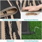 HEBE Outdoor Rug Waterproof 6'x9', Striped Reversible Plastic Patio Rug - Image 4