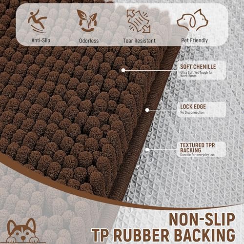 Absorbent Dog Door Mat for Muddy Paws, Trap Dirt Front Door Mat Indoor Entrance - Image 4