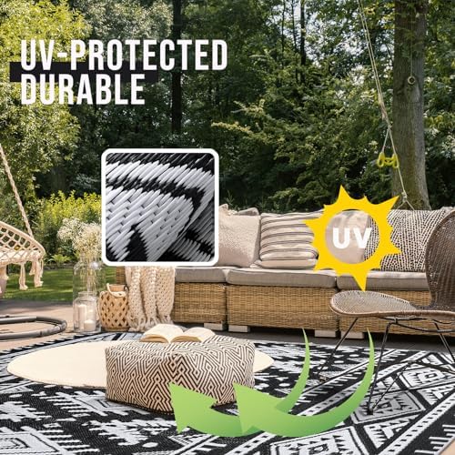 OLANLY Outdoor Rug 5x8 ft Waterproof Reversible Boho Mat - Image 4
