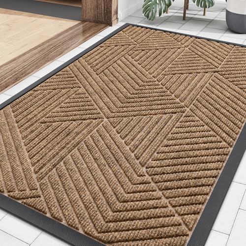 Smiry Front Door Mat Outside Entrance, Low Profile Rubber Doormat by Smiry