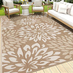 HEBE Waterproof Outdoor Rug 8'x10', Floral Reversible Plastic Patio Rug by HEBE