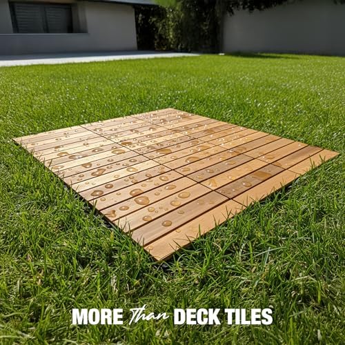 Acacia Wood Interlocking Deck Tiles, Patio & Backyard Tile, 12 in - Image 2