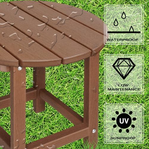 LZRS Round Adirondack Patio Side Table End Table, Outdoor Side Tables - Image 4