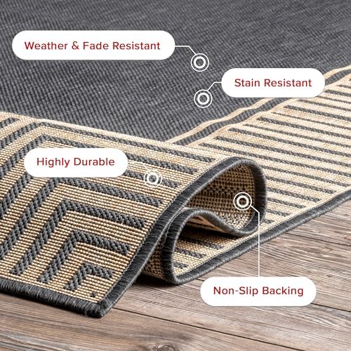 nuLOOM Asha Dark Grey Bordered Indoor/Outdoor Area Rug - Image 3