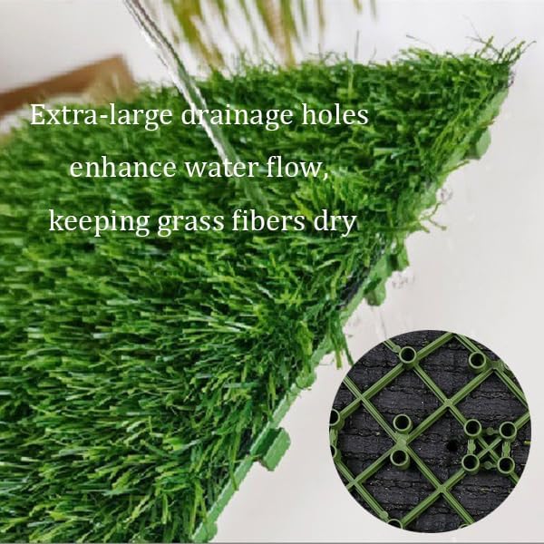 VXHCS Artificial Grass Tiles Outdoor Interlocking Turf Grass 8 Pack Balcony - Image 4