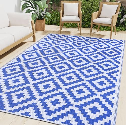 Smiry Outdoor Rug 5x8 ft Waterproof Reversible Boho Mat by Smiry