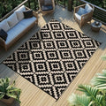 Favoyard Outdoor Rug Black & Beige 5x8 ft Waterproof Reversible Carpet Mat by OutdoorFurnitureAccessories