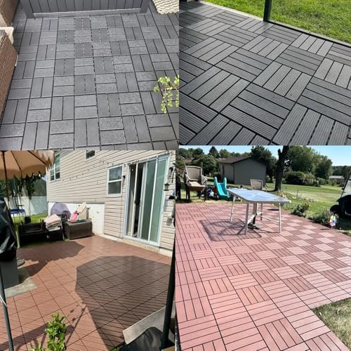 44 Pack Plastic Interlocking Deck Tiles, Patio Floor Decking Tiles - Image 6