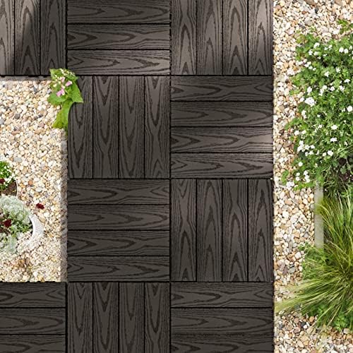 VANCASTLE 9PCS Wood Plastic Composite Interlocking Deck Tiles 11.8"x11.8" - Image 2
