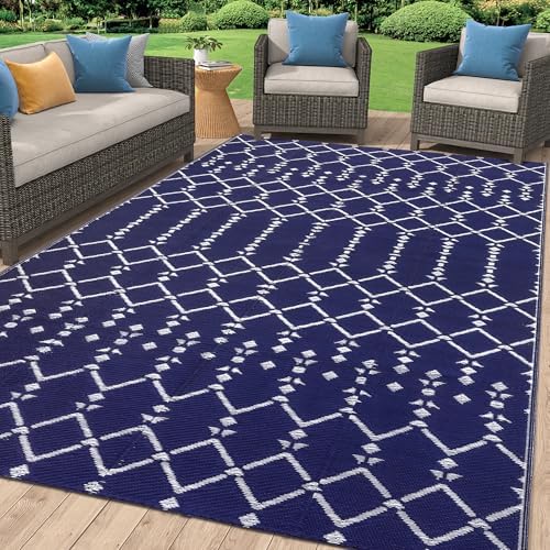 Smiry Outdoor Rug 5x8 ft Waterproof Reversible Boho Mat by Smiry