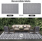 Smiry Outdoor Rug 10x14 ft Waterproof Reversible Boho Mat - Image 3