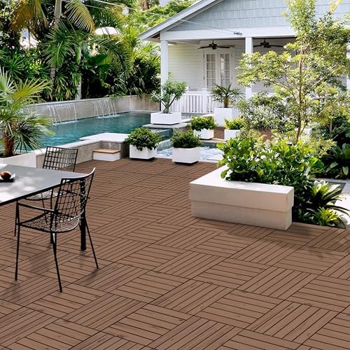 Yaheetech 27PCS Deck Tiles Acacia Wood Interlocking Outdoor Flooring - Image 2