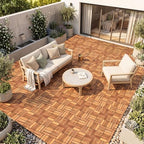 GIANTEX 54 PCS Acacia Wood Deck Tiles, Interlocking Patio Flooring Tiles - Image 3