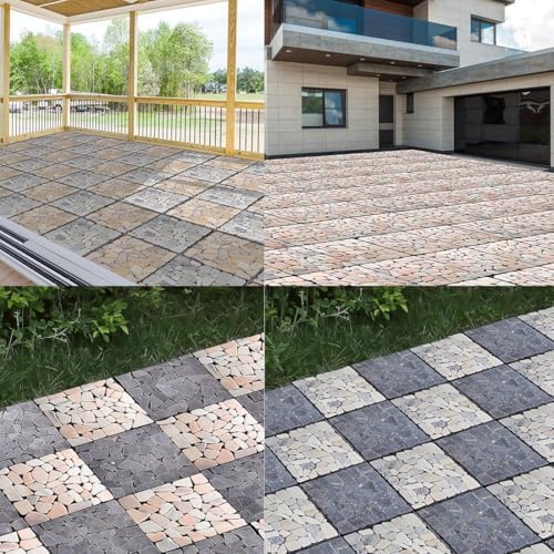 DIY Stone Tile Deck Tile, Durable Patio Garden Interlocking Decking12 6PCS - Image 6