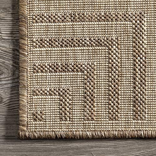 nuLOOM Asha Light Brown Bordered Indoor/Outdoor Area Rug - Image 6