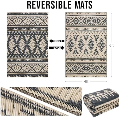 OLANLY Outdoor Rug 4x6 ft Waterproof Reversible Boho Mat - Image 2