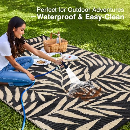 OLANLY Outdoor Rug 6x9 ft Waterproof Reversible Leaf Mat - Image 3