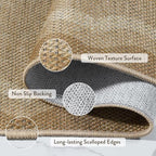 LIVEBOX Scalloped Washable Outdoor 5x7 Rug, Easy Jute Tan Rug - Image 5