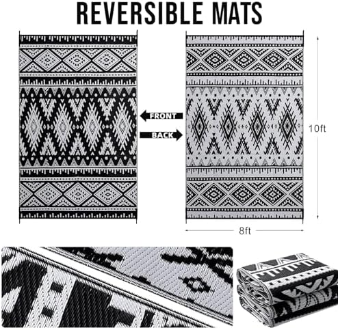 OLANLY Outdoor Rug 8x10 ft Waterproof Reversible Boho Mat - Image 2