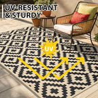 Smiry Outdoor Rug 9x12 ft Waterproof Reversible Boho Mat - Image 5