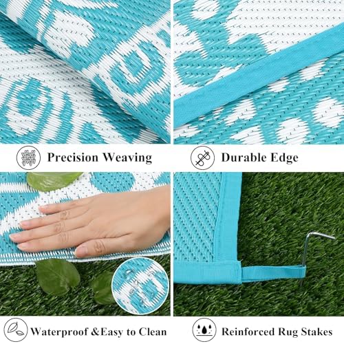 Bsmathom Waterproof Outdoor Rug 6'x9' Reversible Boho Plastic Straw Patio Deck - Image 4