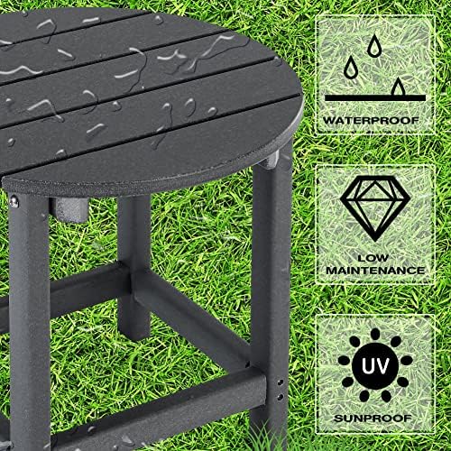 LZRS Round Adirondack Patio Side Table End Table, Outdoor Side Tables - Image 4