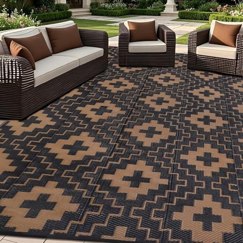SAND MINE Waterproof Outdoor Rug 6x9 ft, Reversible Plastic Straw Area Rug by SANDMIND