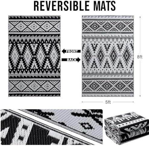 OLANLY Outdoor Rug 5x8 ft Waterproof Reversible Boho Mat - Image 2