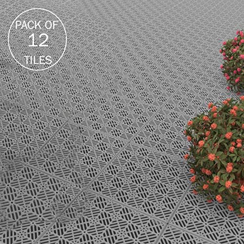 Pure Garden 12-Pack Polypropylene Interlocking Patio Deck Tiles - Image 2