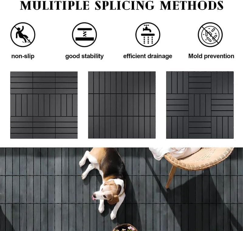 44 Pack Plastic Interlocking Patio Deck Tiles Waterproof All Weather - Image 3