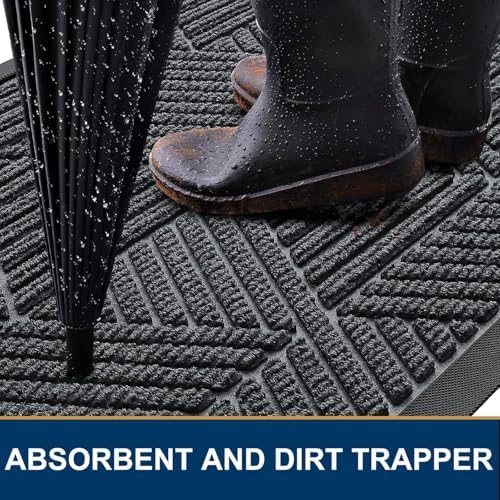 Smiry Front Door Mat Outside Entrance, Low Profile Rubber Doormat - Image 3