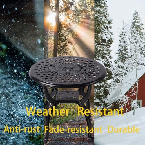 Cast Aluminum Outdoor Side Table, Small Patio Table, Outdoor Coffee Tables - Image 4