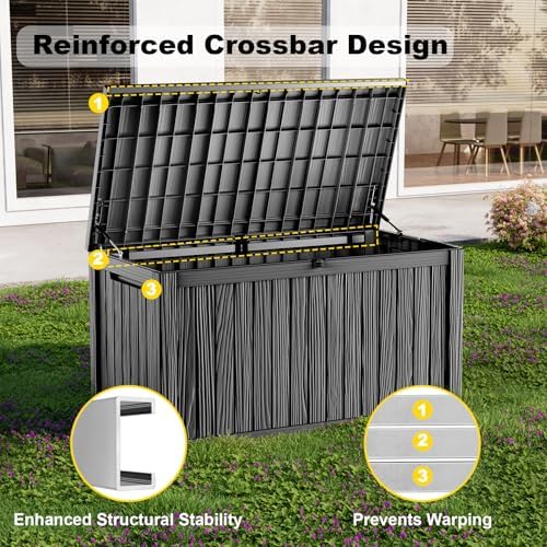 DRATO 200 Gallon Outdoor Storage Box Waterproof, Resin Large Deck Box - Image 3