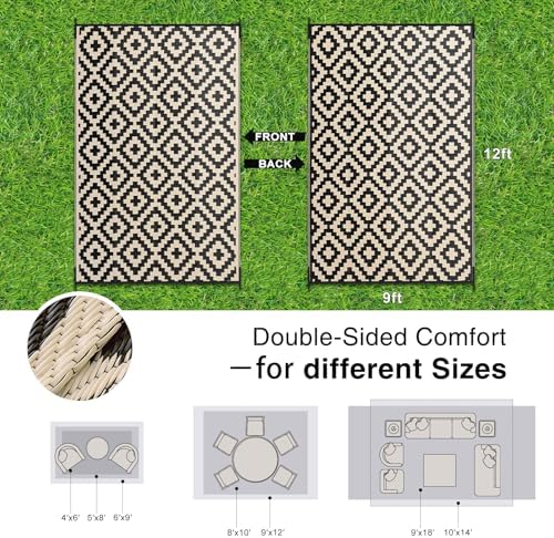 OLANLY Outdoor Rug 9x12 ft Waterproof Reversible Mat - Image 2