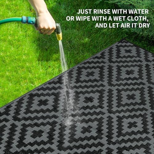 Kalafun Outdoor Patio Plastic Straw Rug, 9x18 ft - Image 5